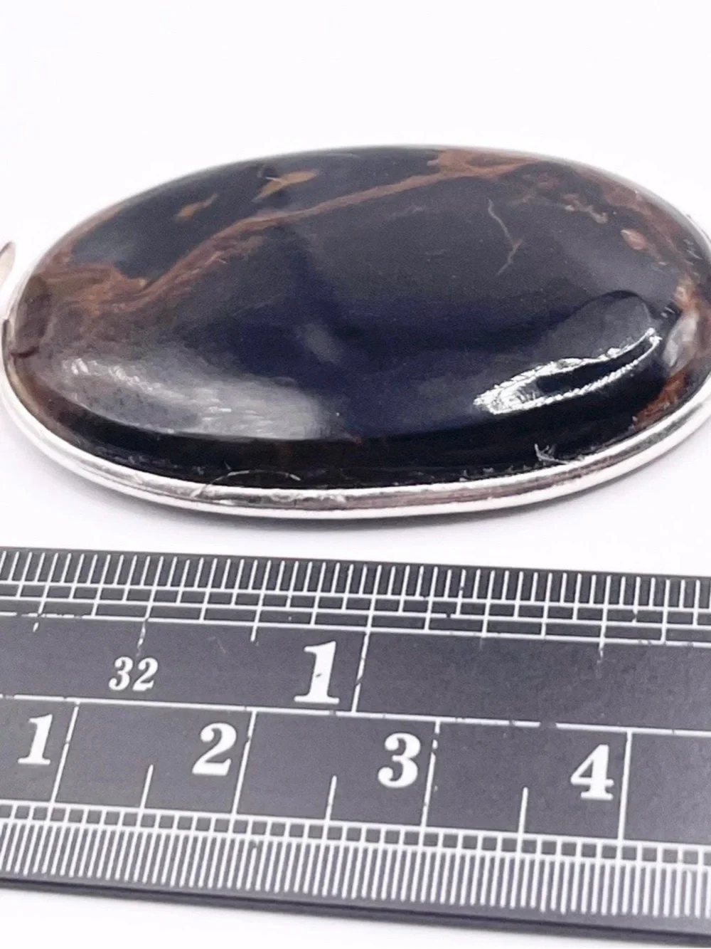 Pietersite 925 Sterling Silver Brown and Black Oval Pendant